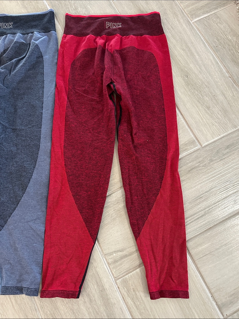 3 PINK Victoria's Secret Colorblock Seamless Leggings Trio - Green, Blue, Red - Picture 2 of 5